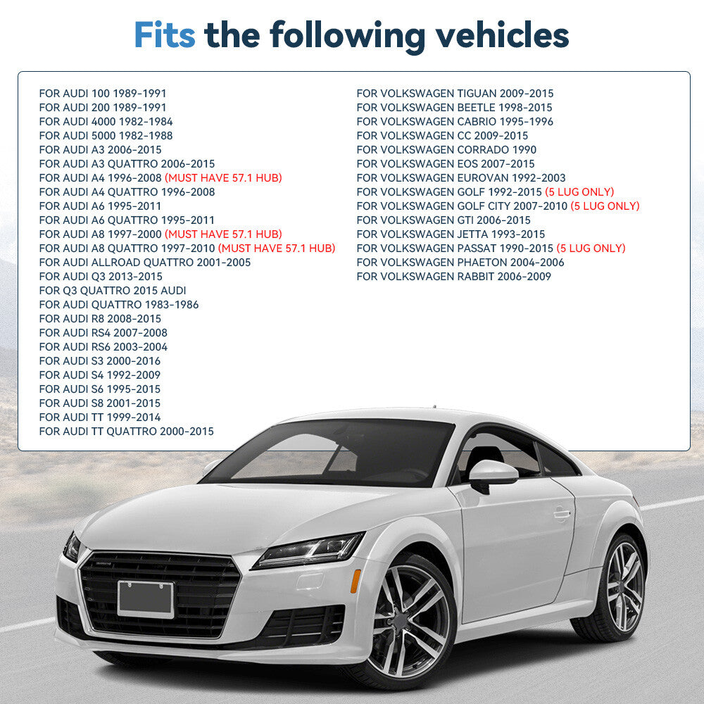 4Pcs 15mm 5x100 5x112 Hubcentric Wheel Spacers For Volkswagen Audi A3 TT Quattro KOEEP