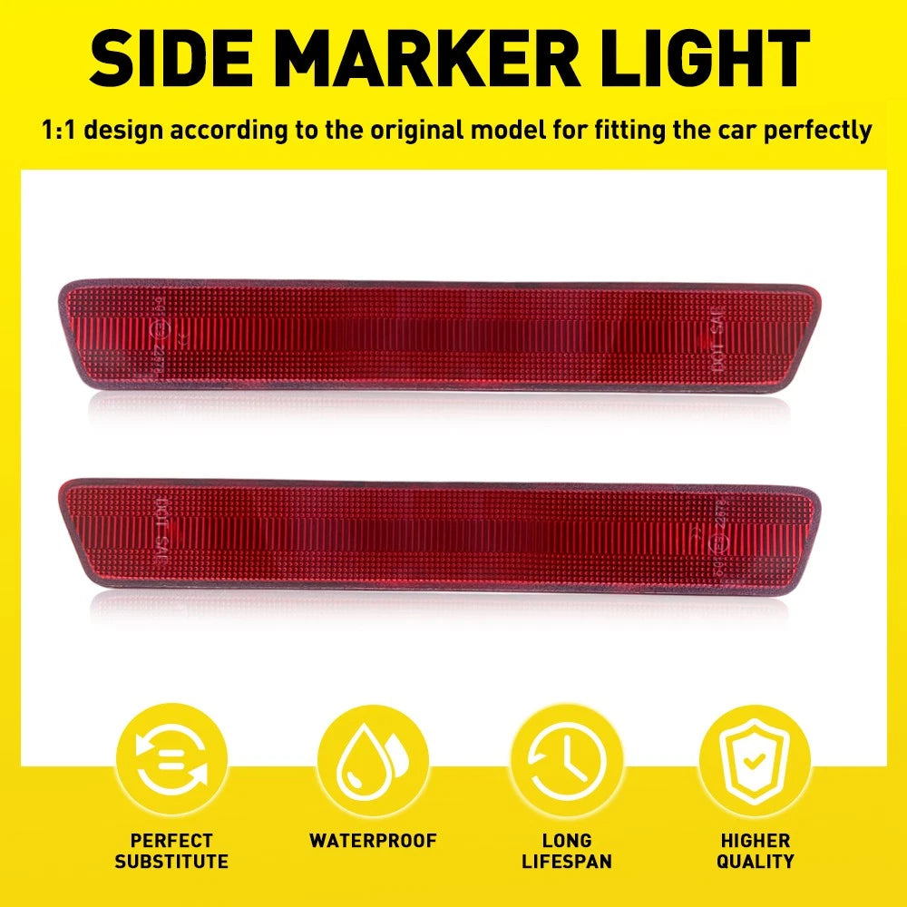 2x For 1999-2004 Ford Mustang Rear Red Lens Side Marker Light Housing Assembly A 6B93BC-57