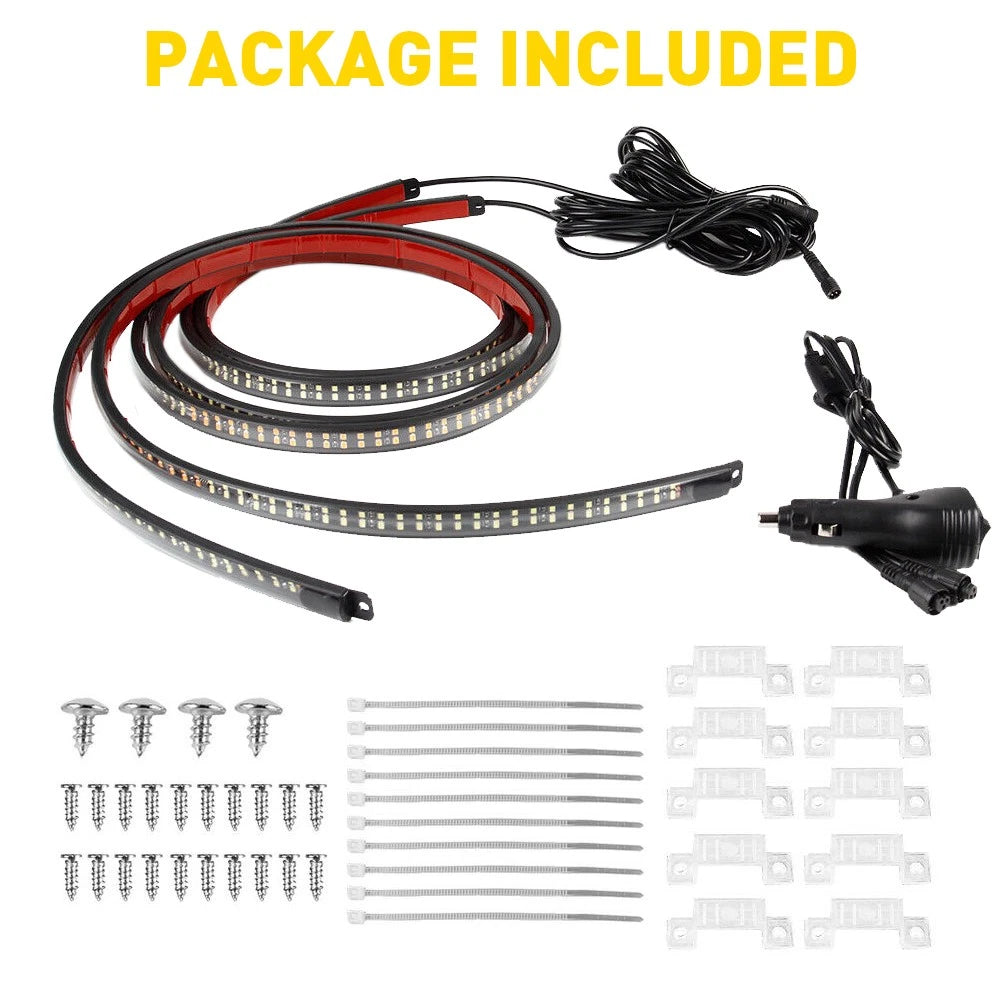 2x 60" Emergency Truck Tailgate Strobe Lights Strip Tail Light Bar Amber White A 6B93BC-57