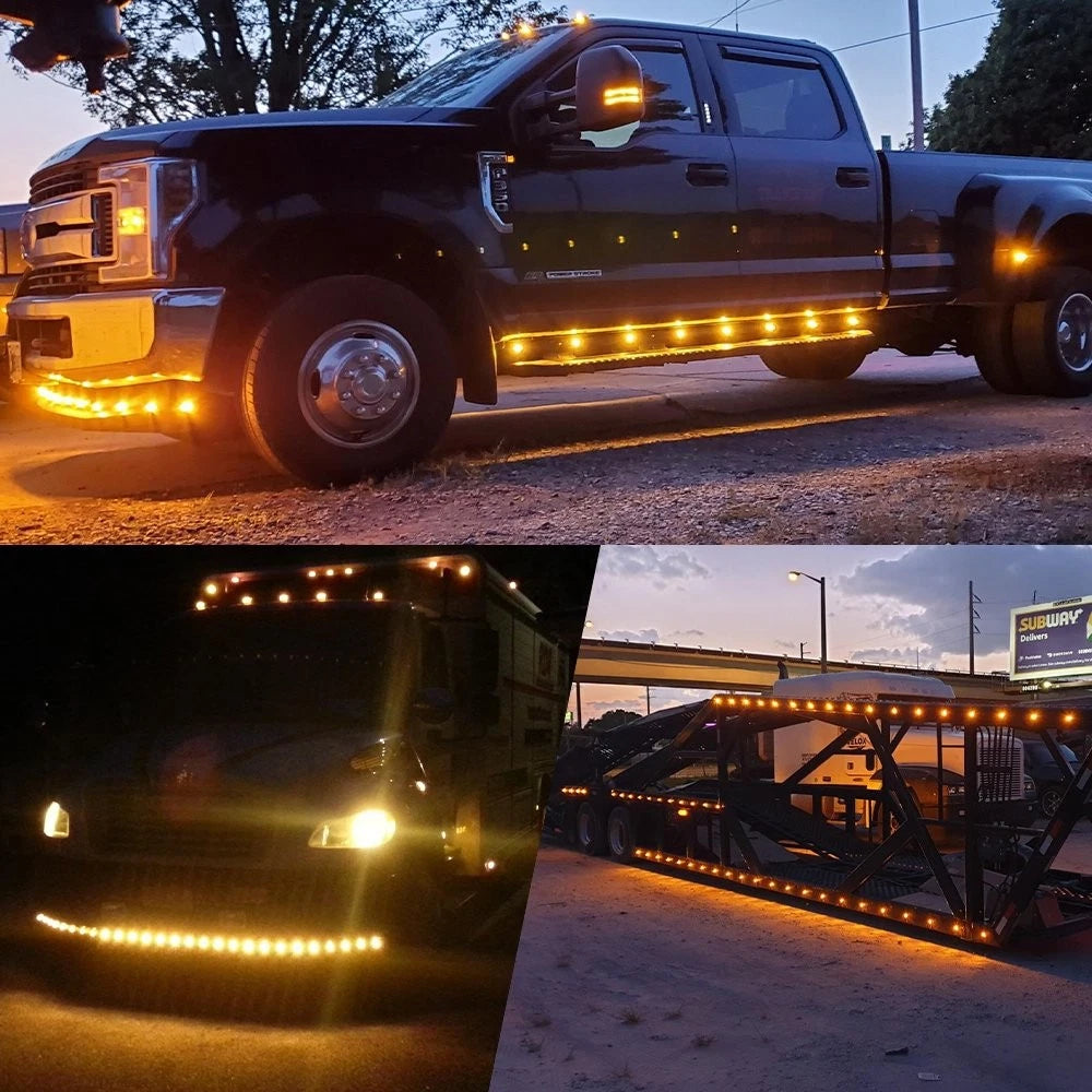 40X 3/4" Amber Red Side LED Marker Light With Base Stailness for Truck Trailer 6B93BC-57