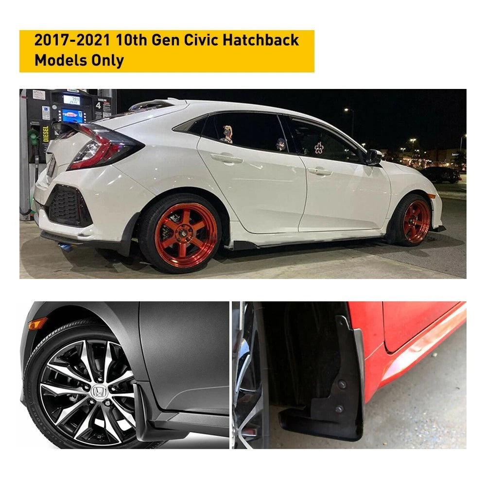 FITS 2017-2021 HONDA HATCHBACK CIVIC FK7 FK4 PLASTIC 4PC MUD FLAP SPLASH GUARD A 6B93BC-57