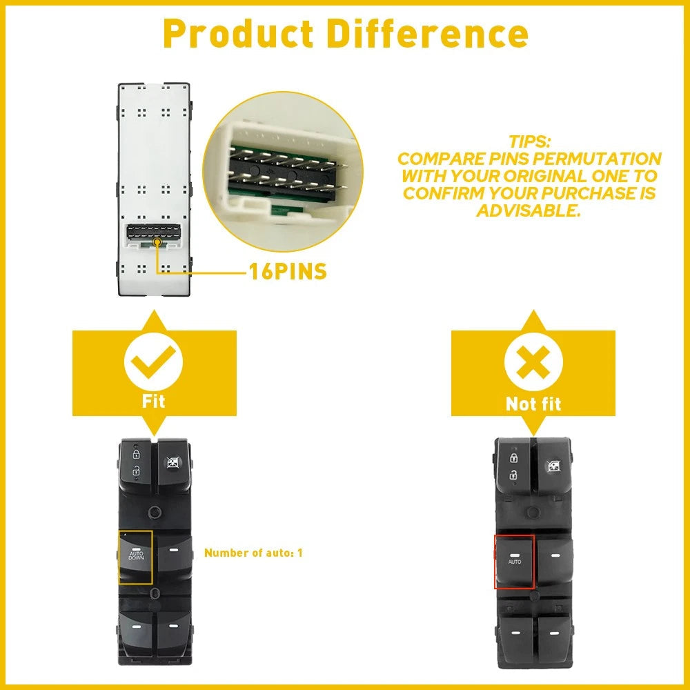 LH Master Door Window Left Switch Driver For 2011-15 Hyundai Elantra 93570-3x000 6B93BC-57