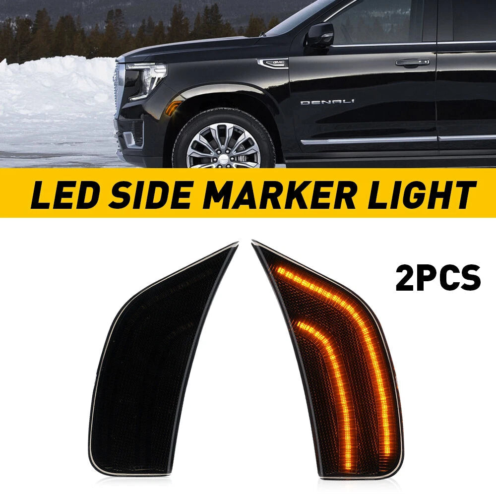 Smoked Amber LED Side Marker Lights For 21-23 Yukon GMC XL Chevy Tahoe Cadillac 6B93BC-57