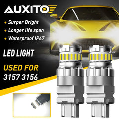 AUXITO 3157 3156 3057 4157 LED Brake Reverse Turn Signal Light Bulb 6500K White AUXITO