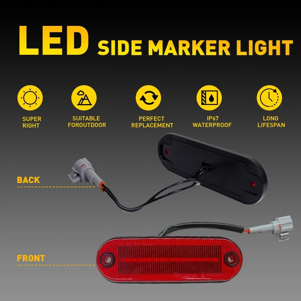 For 1996-00 Toyota RAV4 Red Rear Bumper LED Side Marker Lights Left Right 2x EOA 6B93BC-57