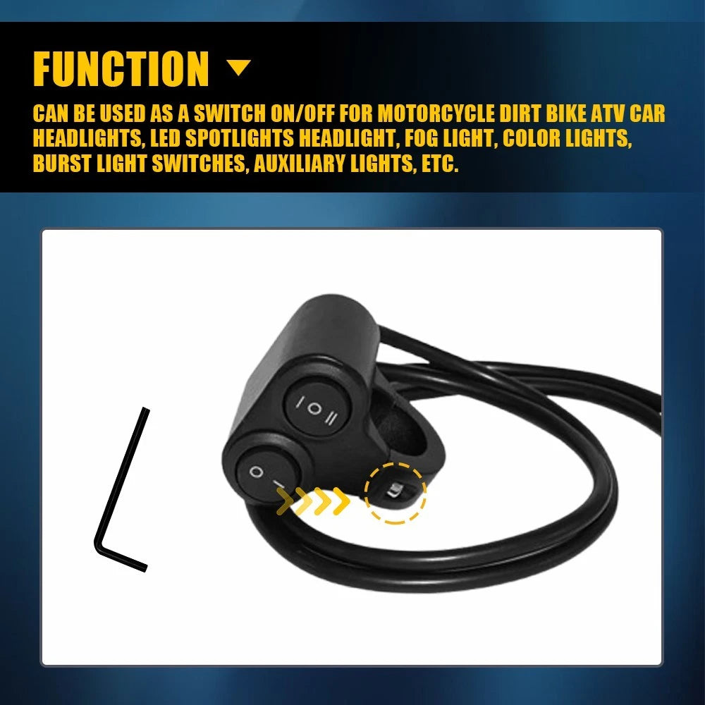 7/8" Motorcycle ATV Dual Button On Off Switch Handlebar Headlight Fog Spot Light 6B93BC-57