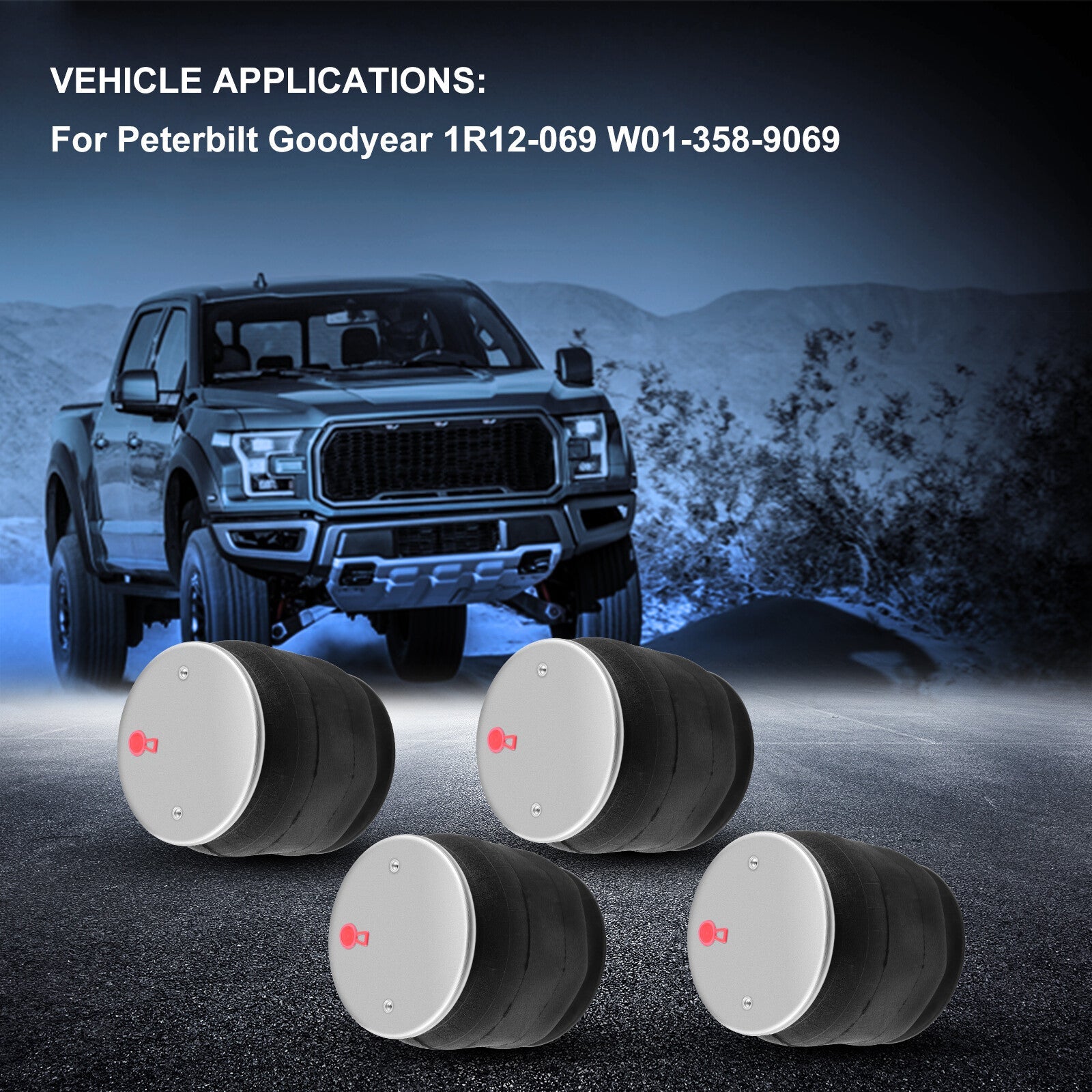4PCS Air Suspension Rear Air Bags For Peterbilt Goodyear 1R12-069 W01-358-9069 6B93BC-57