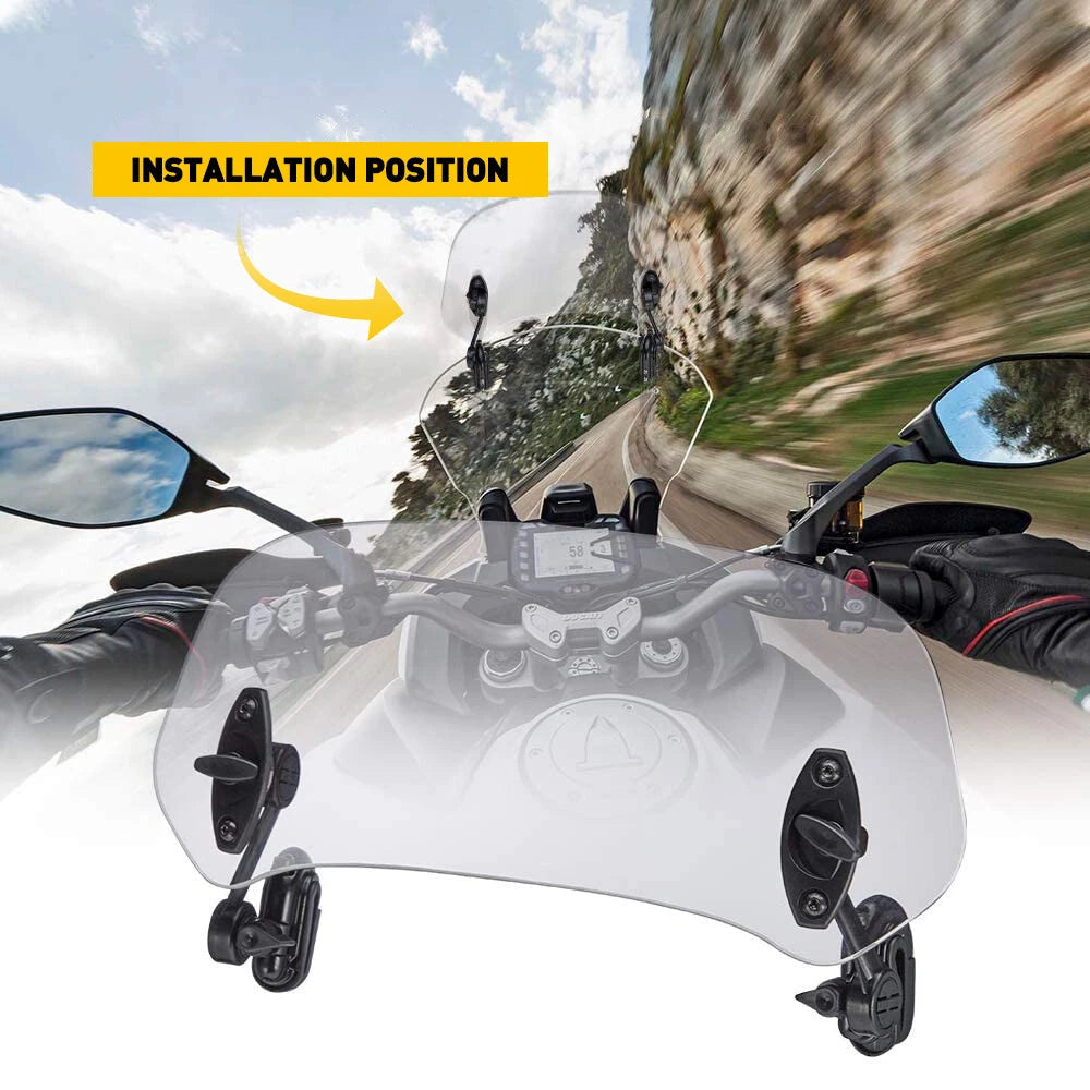 Motorcycle Clip On Windshield Wind screen Deflector Extension Spoiler USEOA 6B93BC-57