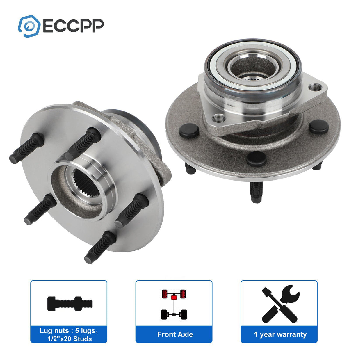 Pair Front Wheel Hub Bearings Assembly For 2000 2001 Dodge Ram 1500 4WD Only KOEEP