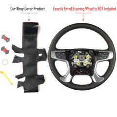 Carbon Fiber&Hole Leather Steering Wheel Hand Sewing Wrap Cover For GMC Yukon XL