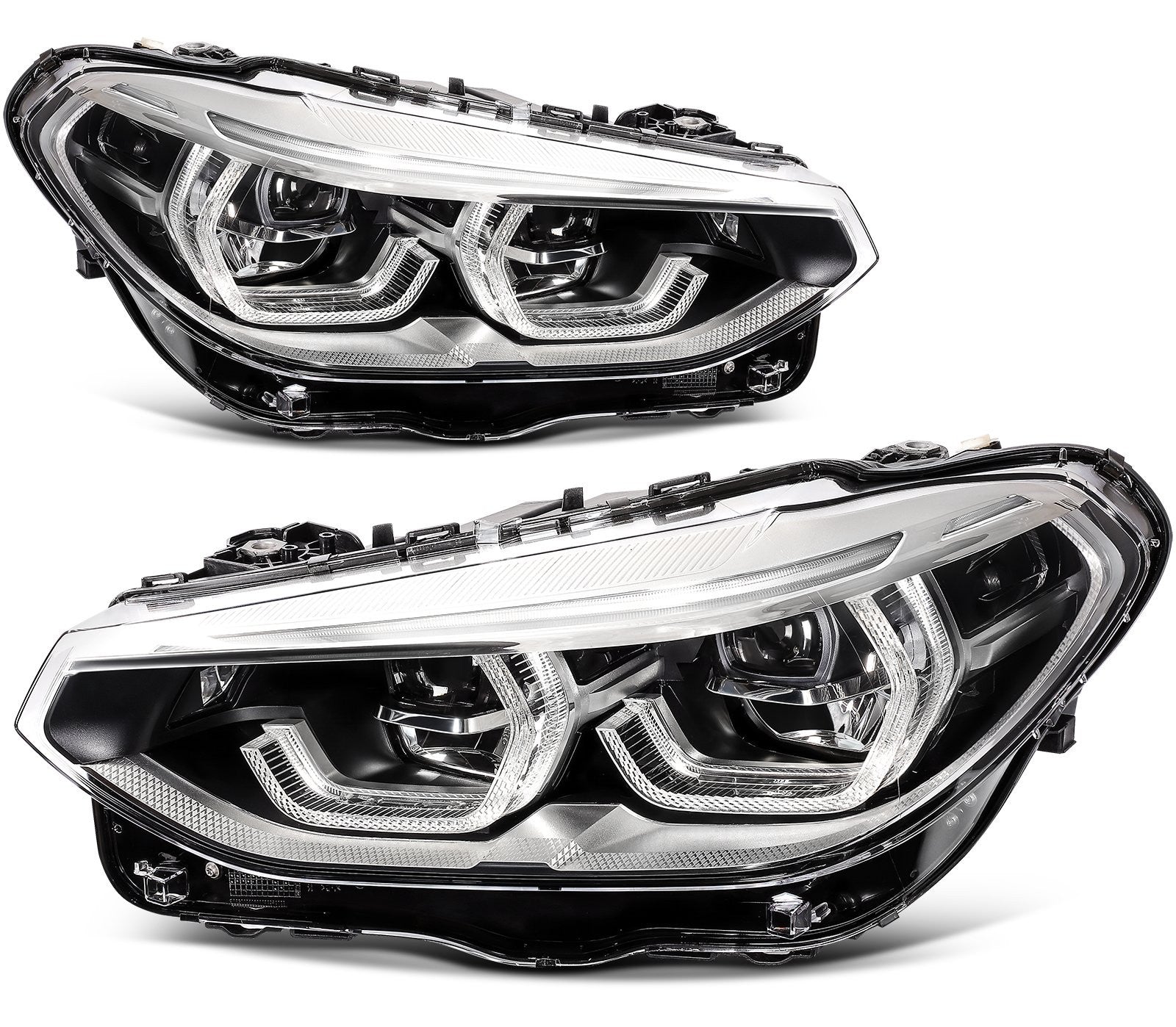ECCPP LED Headlights Assembly For BMW X3 X4 2.0L 3.0L 2018-2021 Pair Kit Black KOEEP