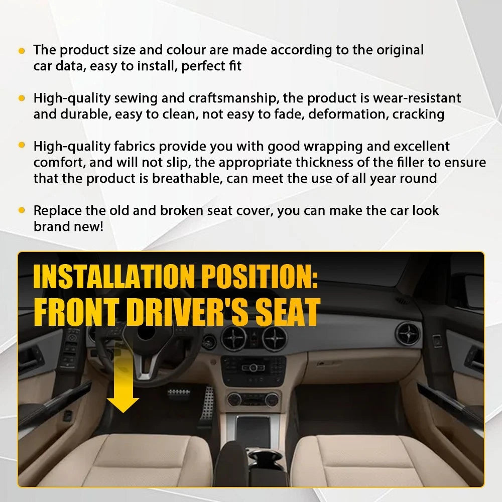 Driver Bottom Leather Seat Cover Tan For Mercedes Benz C250 C300 C350 2008-14 EA 6B93BC-57