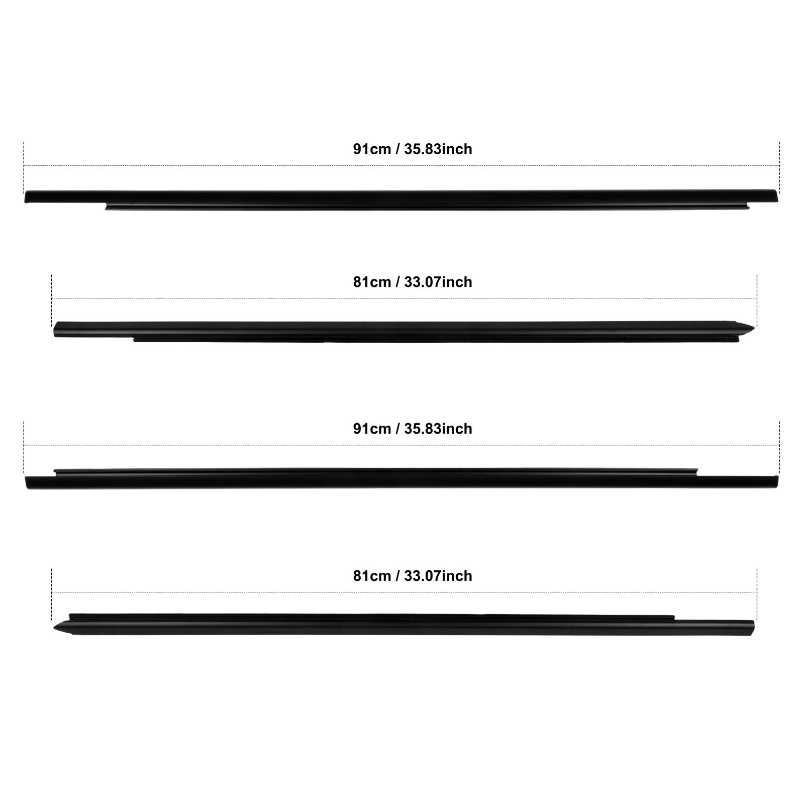 For 2009-2021 Dodge Ram 1500 Crew Cab Front & Rear Door Window Seal Belt Molding 6B93BC-57