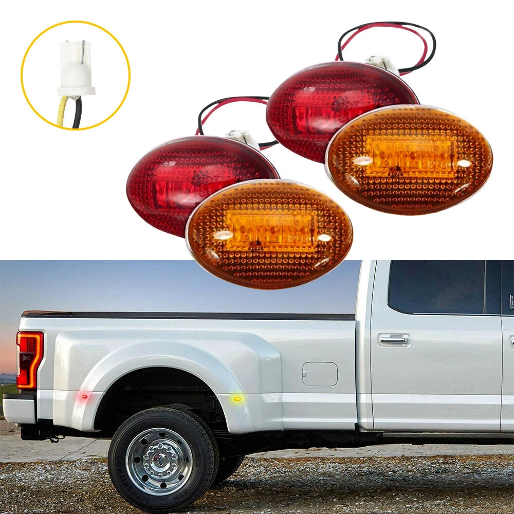 For Ford F350 F450 F550 Dually Bed Side Marker Fender LED Bed Light Amber Red 4x 6B93BC-57