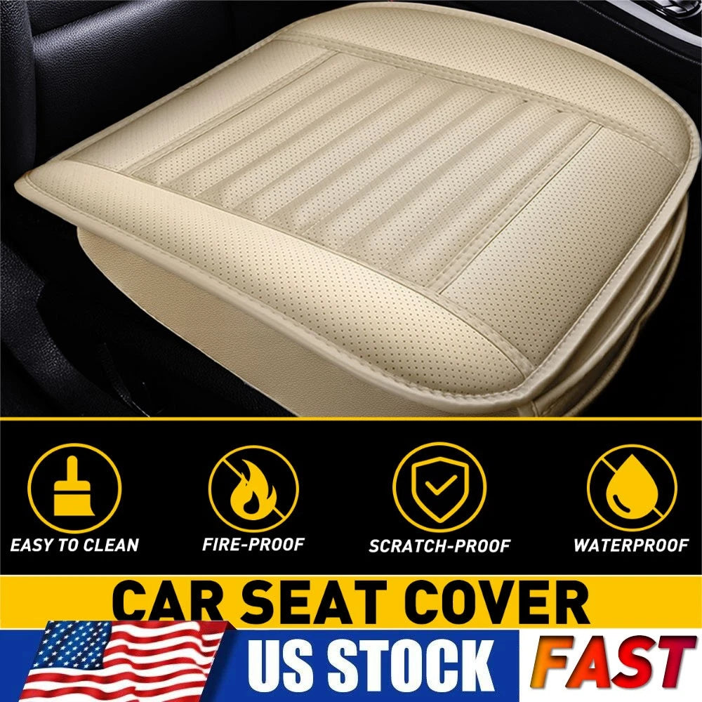 Car PU Seat Leather Universal Cover Front Auto Seat Cushion Protector Pad Beige 6B93BC-57