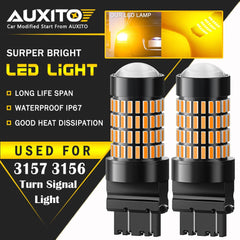 2X AUXITO 3157 3156 Amber yellow LED Turn Signal Light Bulb Error Free 102H EOA AUXITO