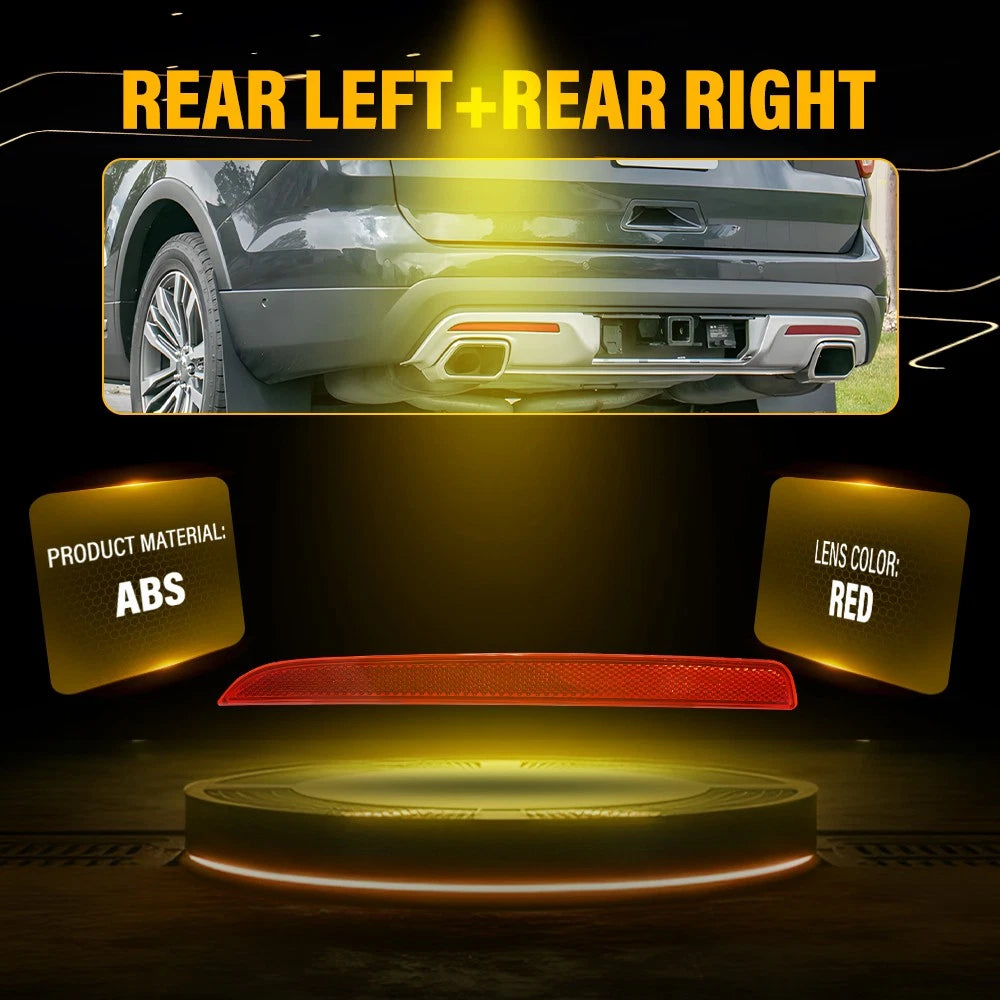 2x For 2016-2019 Ford Explorer Red Rear Bumper Reflector Lamp Light Left Right A 6B93BC-57