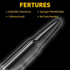 BULLET ANTENNA 50 CAL SHORT BLACK for 2021 Ford F-250 F-350 Super Duty EOA 6B93BC-57