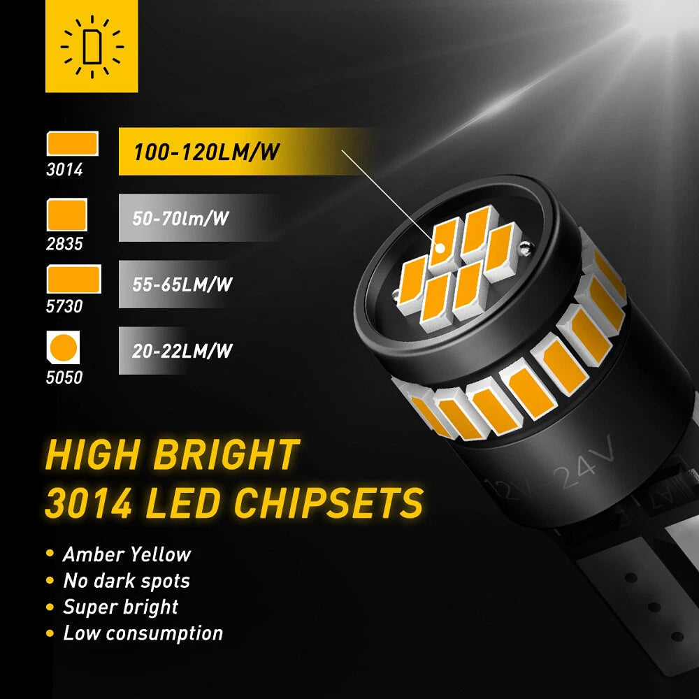 AUXITO Canbus LED Side marker Light Bulbs 168 192 2825 2821 T10 3000K Amber EOA AUXITO