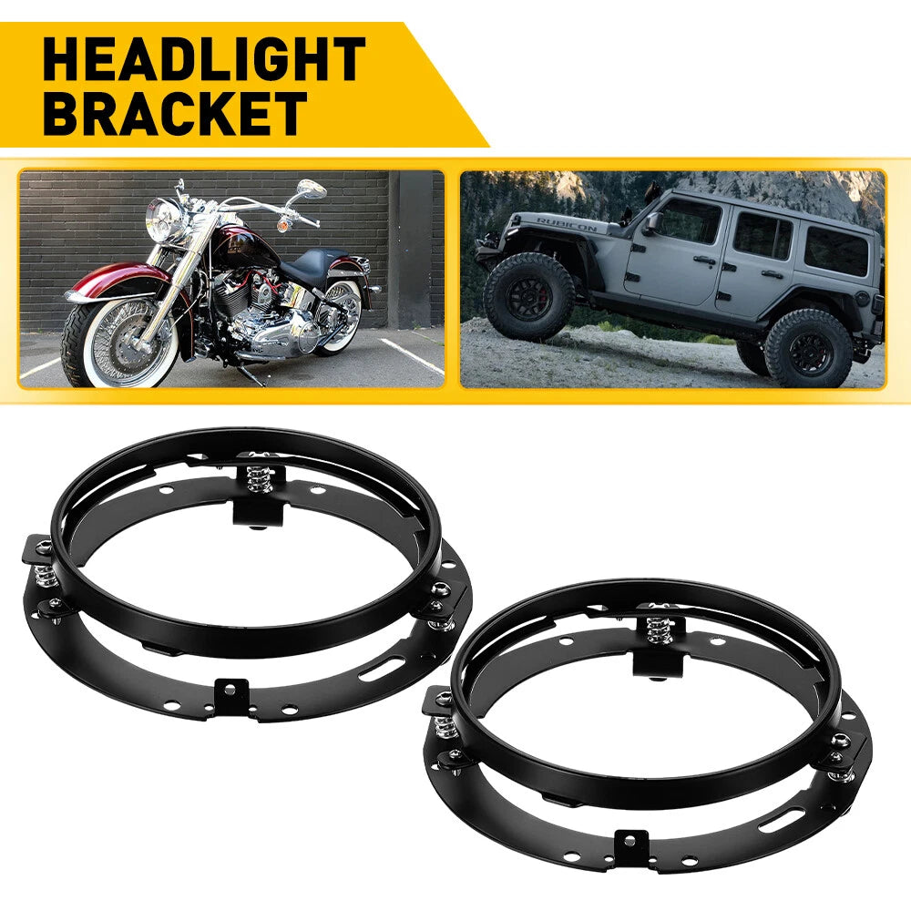 2X Round 7Inch LED Headlight Mounting Ring Bracket Adapter for Harley Touring A 6B93BC-57