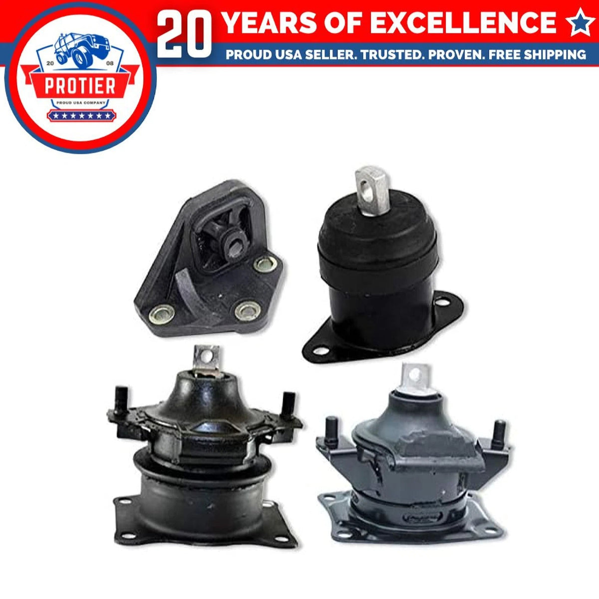 Fits 2003-2007 Honda Accord 2.4L Engine Motor & Upper Trans Mount Set 4pcs : 6B93BC-57