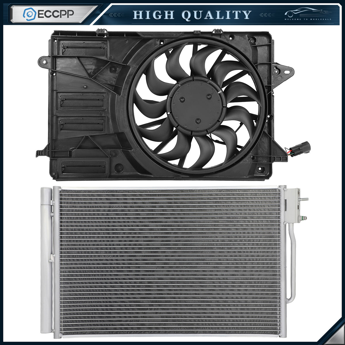 Electric AC Condenser Cooling Fan Kit For 16 17 2018 2019 2020 Chevrolet Malibu