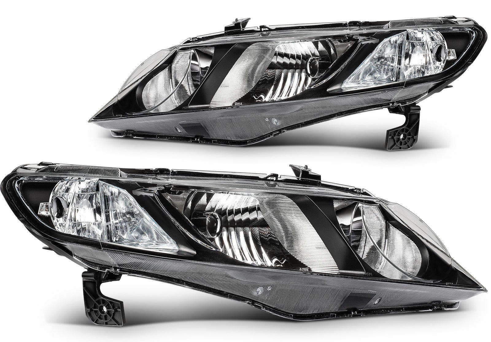 For 2006-2010 2011 Honda Civic Sedan 4Dr Black Housing L+R Headlights Assembly 6B93BC-57