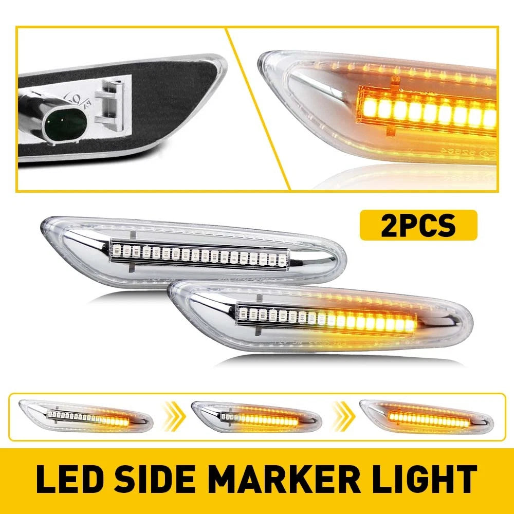 2X Sequential LED Side Turn Marker Signal Light For BMW E90 E83 E92 E82 E46 E60 6B93BC-57