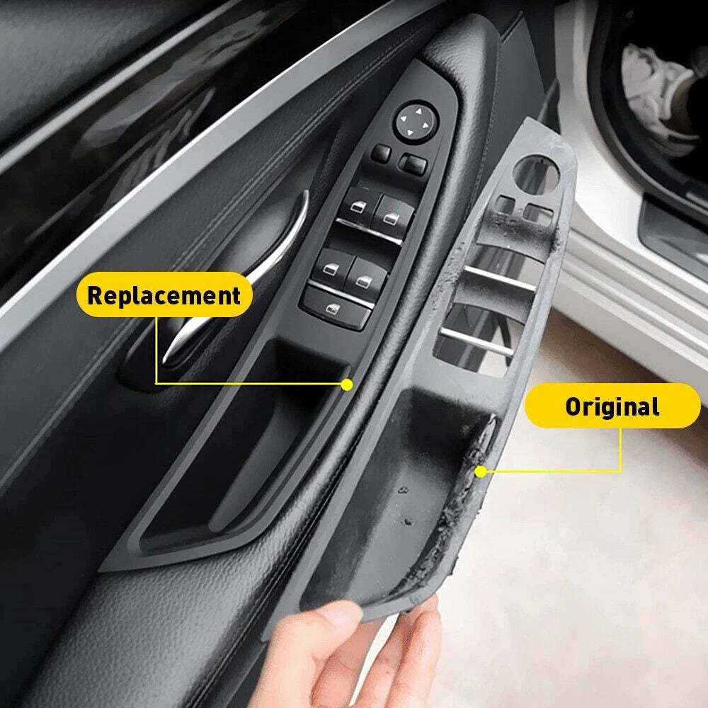 Black For 10-16 BMW 5 Series F10 F11 Inner Door Panel Handle Pull Trim Cover EOA 6B93BC-57