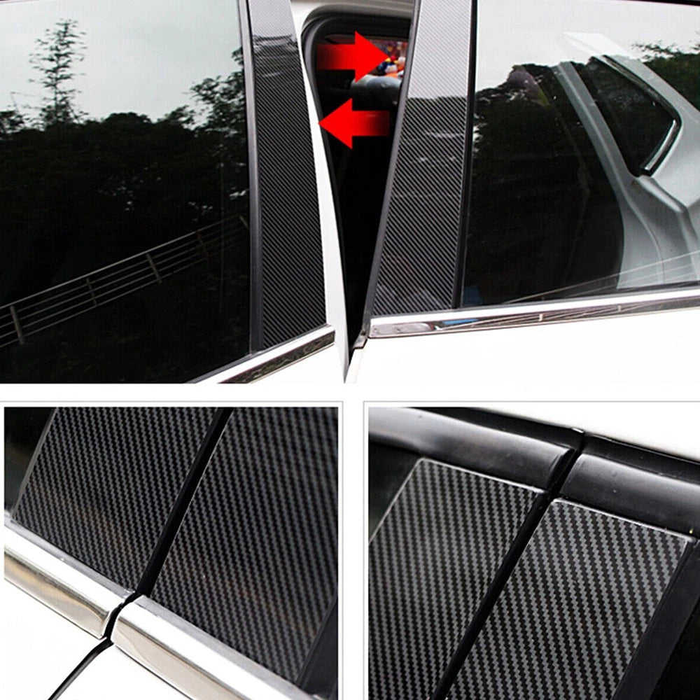 6x Carbon Car Style Fiber Door Pillar Trim Posts Cover For Honda Civic 06-11 EOA 6B93BC-57