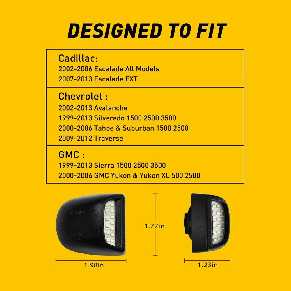 Rear License Plate LED Light Fit Chevrolet Silverado GMC Sierra 1500 2500 99-14 6B93BC-57
