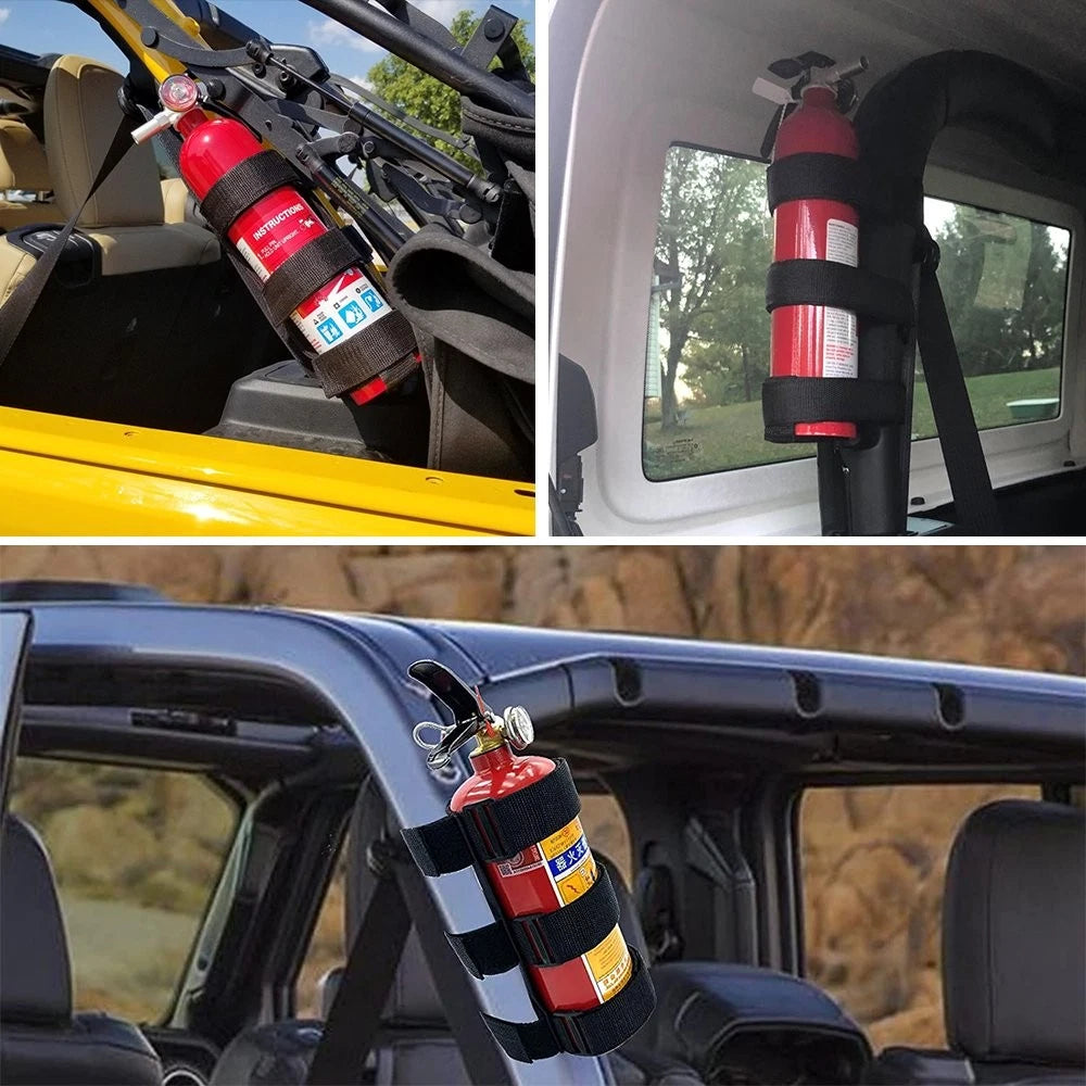 Car Fire Bar Extinguisher Roll Holder Adjustable Bracket Mount for Jeep Wrang US 6B93BC-57