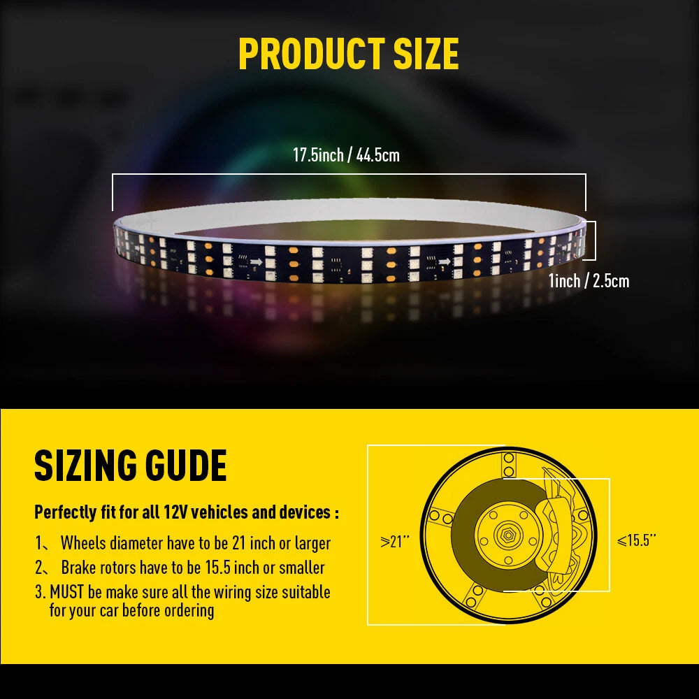 4X 17.5" Pure White Triple Row LED Wheel Rim Lights For Truck Remote Control APP 6B93BC-57