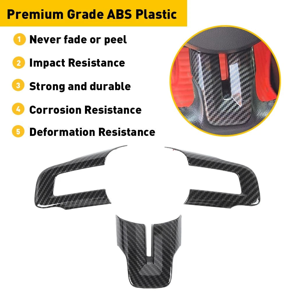 Steering Wheel Cover Trim for Ford Mustang 2015+ Accessories Carbon Fiber EOA 6B93BC-57