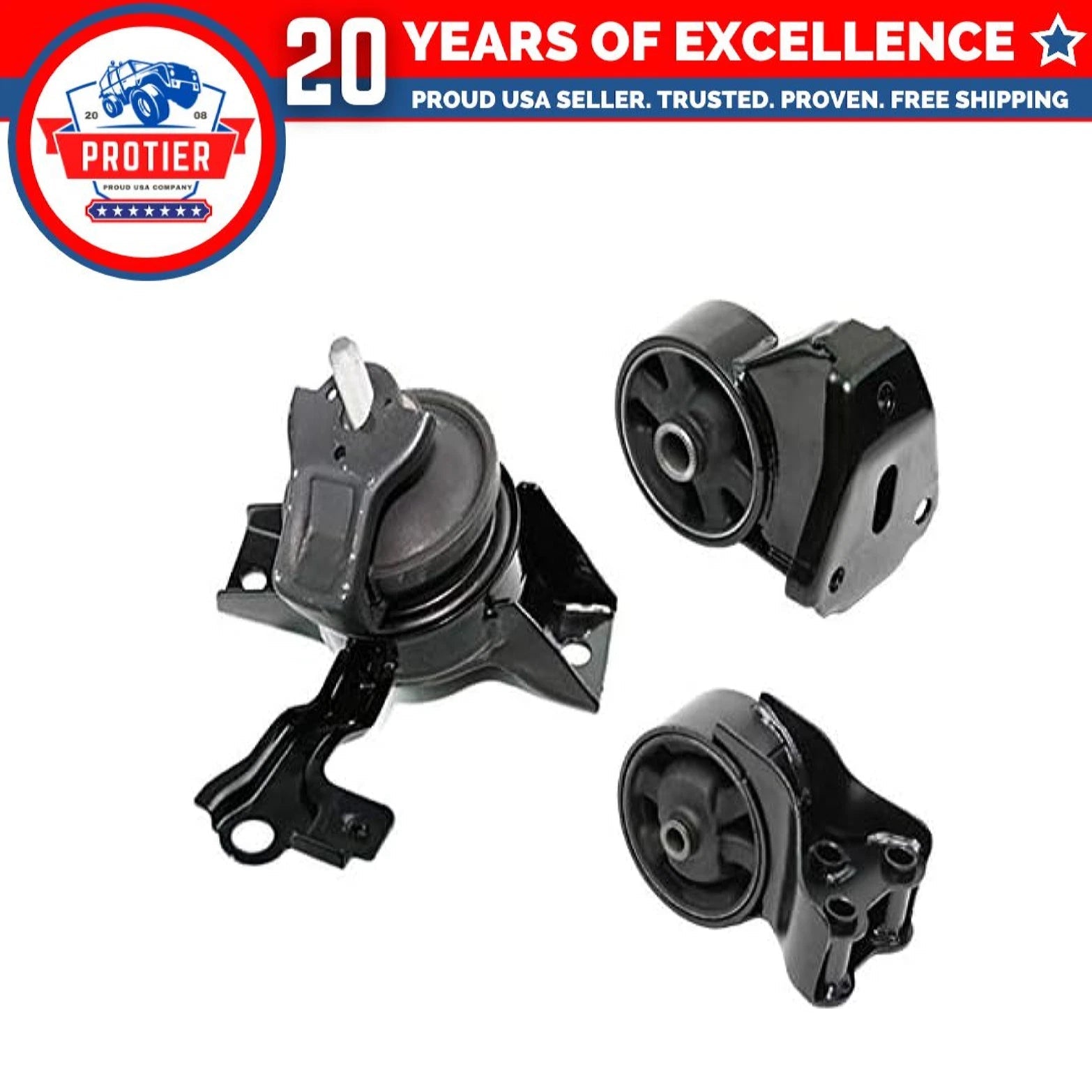 Fits 2003-2008 Hyundai Tiburon 2.7L w/AUTO Engine Motor Mount Set 3pcs : A7112, 6B93BC-57