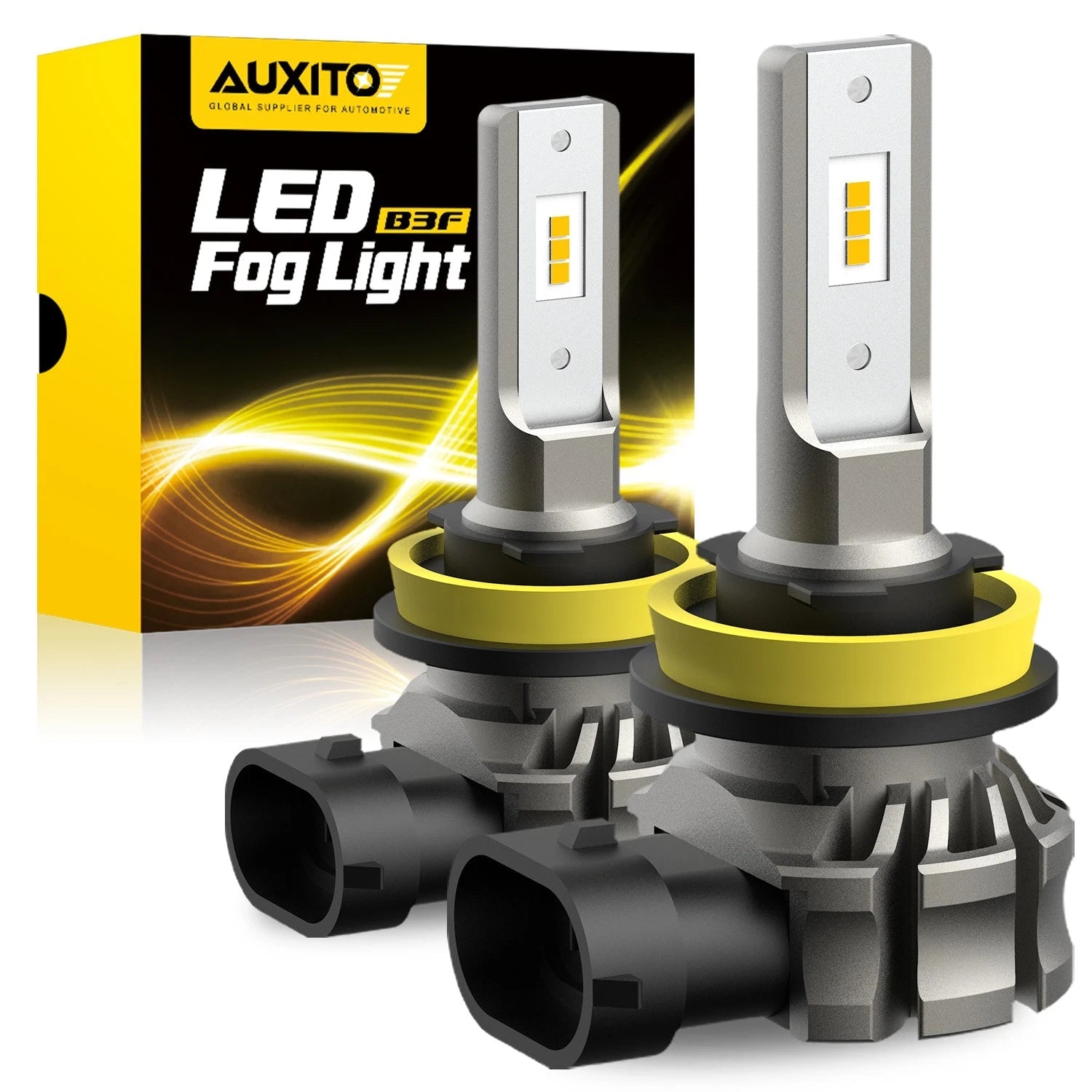 AUXITO Lamp H11 H8 H9 Amber Yellow LED Fog Light DRL Bulbs Super Bright 6000LM A AUXITO