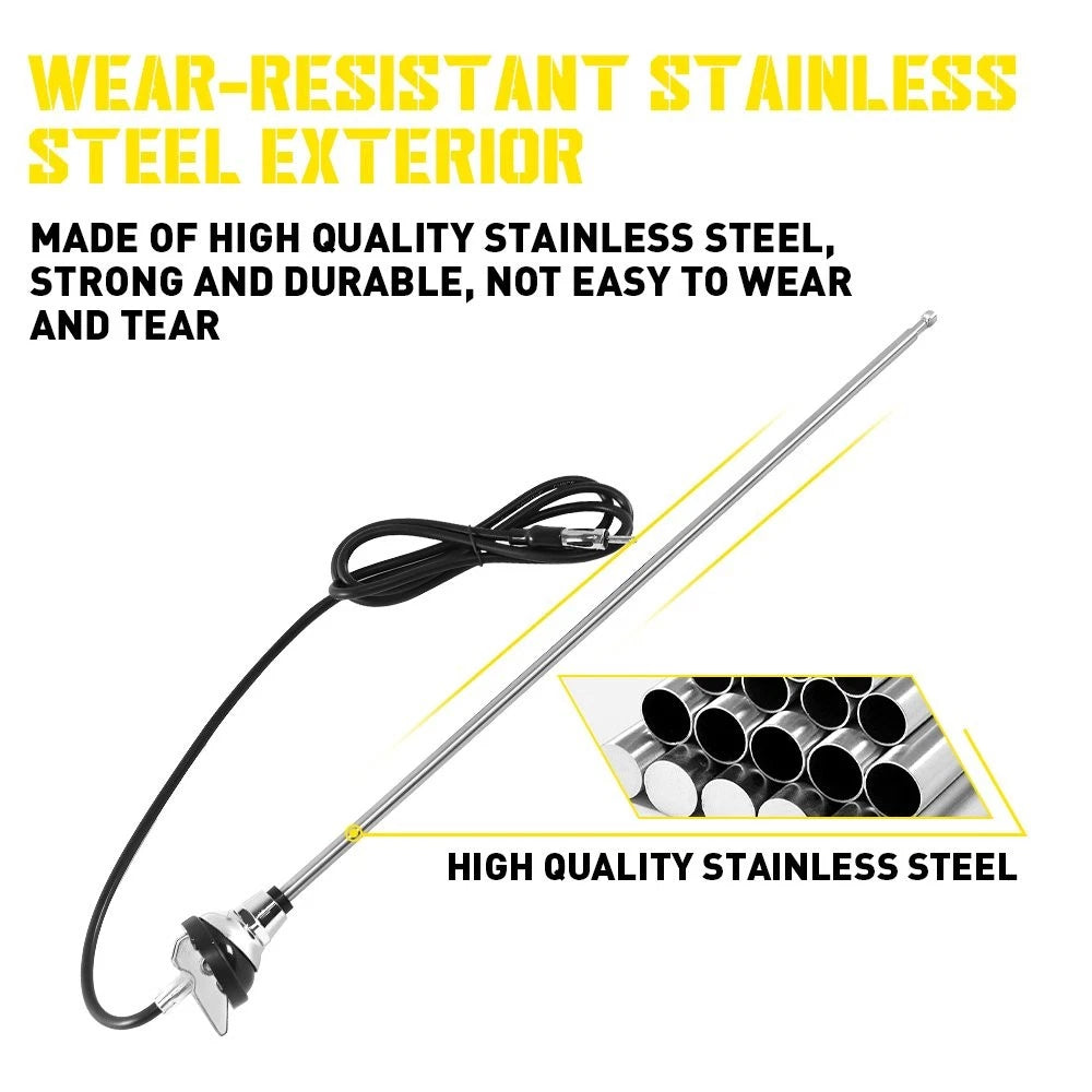 Car Vintage Style 3 Section Flexible AM/FM Radio Antenna Support Round Base EOA 6B93BC-57