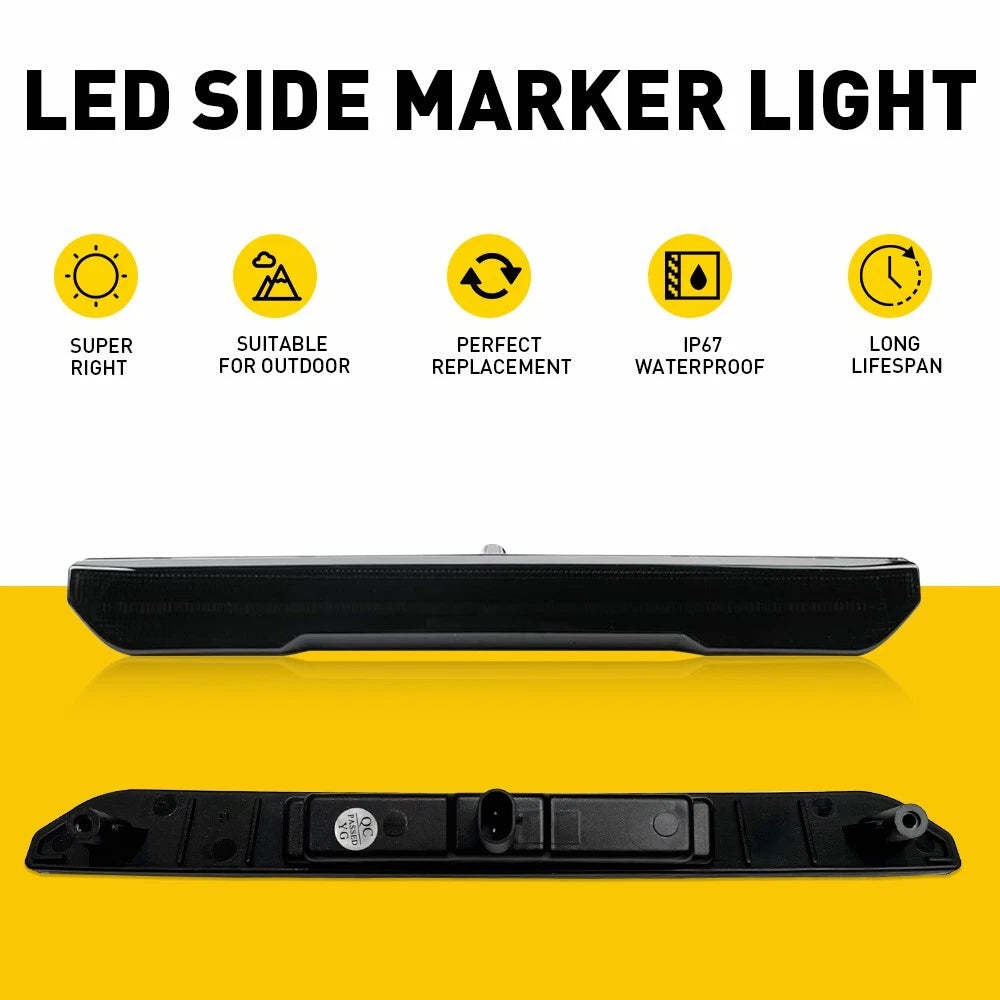 4x Smoked Front&Rear White Side LED Marker Lights For GMC 20-23 Sierra 2500 3500 6B93BC-57