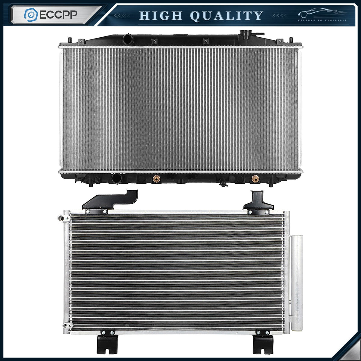 Aluminum Radiator & AC Condenser Cooling Kit For 2010-2014 Acura TSX 6B93BC-57
