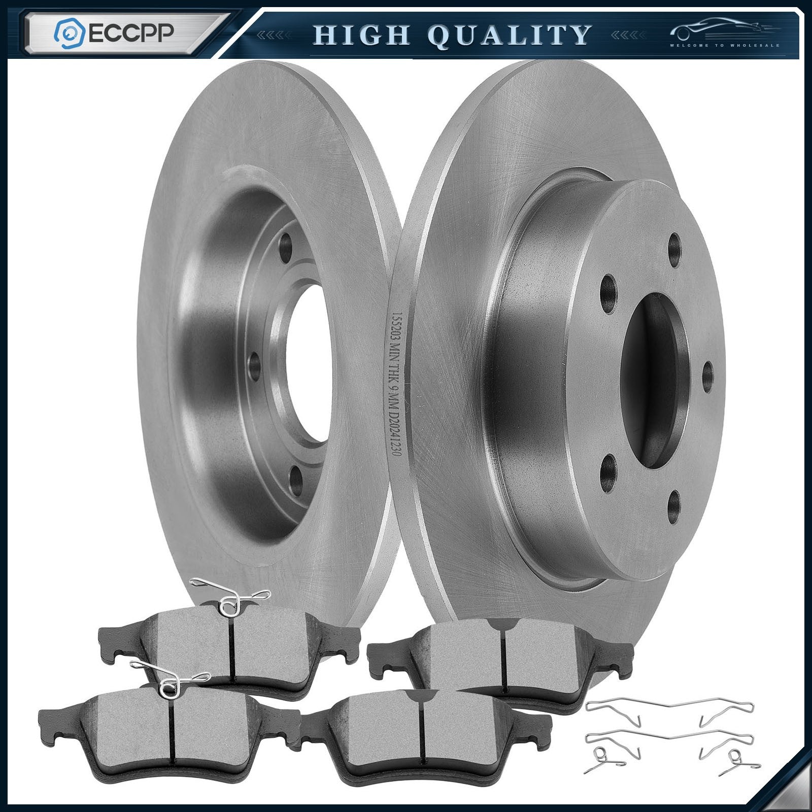 Fits 2008- 2012 Mazda 3 2.0L Rear Brake Solid Rotors And Ceramic Pads 31365 1095 KOEEP