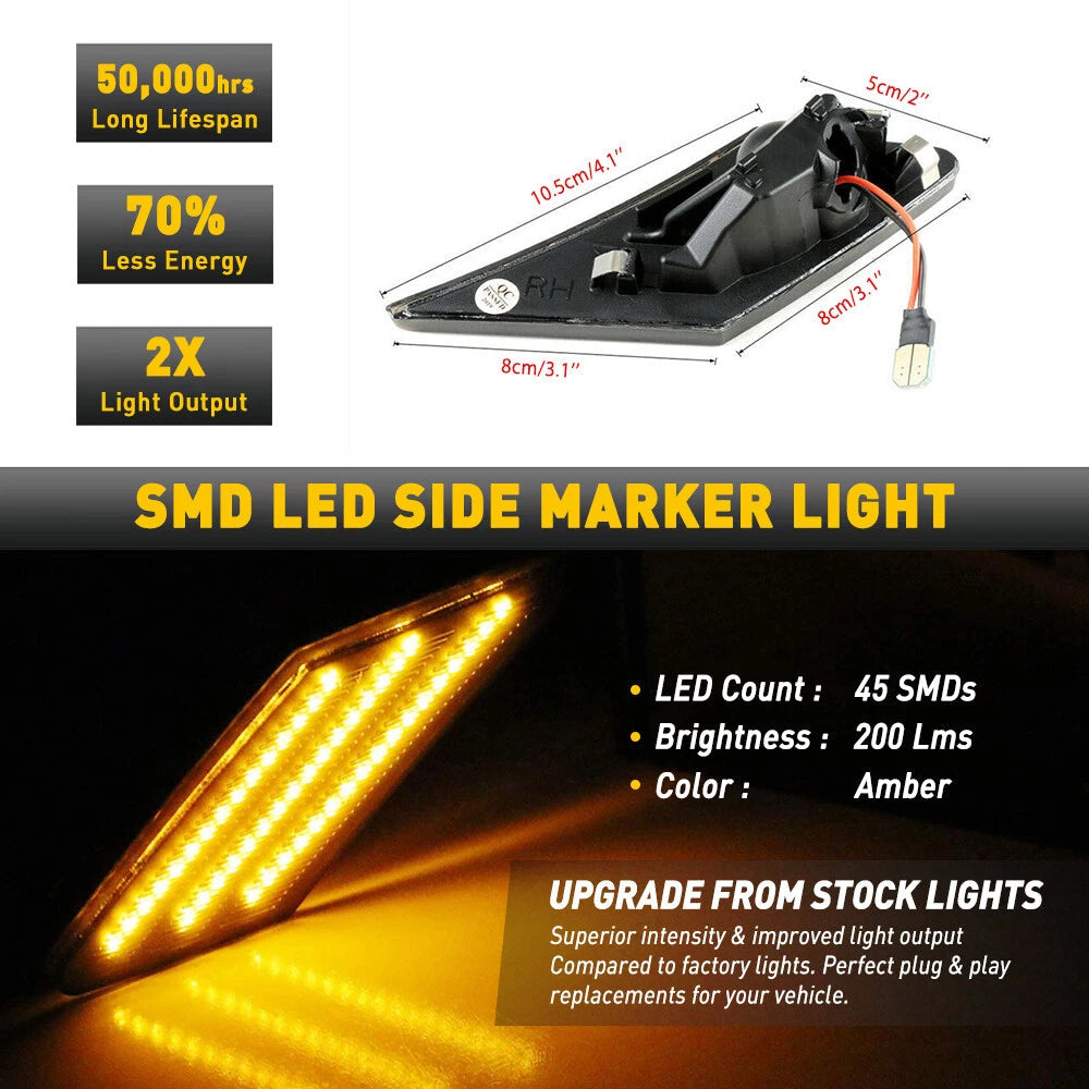 Smoked Lens Amber LED Front Fender Marker Lamp Side Fit 2013 - 2020 Subaru BRZ A 6B93BC-57