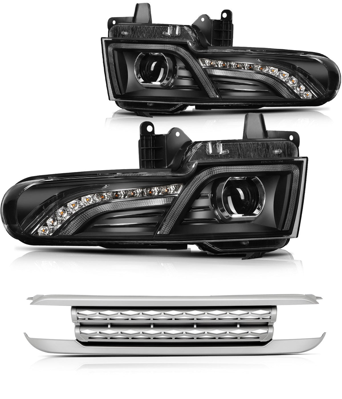 Pair Kit LED Headlights Assembly For 2007-2014 Toyota FJ Cruiser 4.0L Black 6B93BC-57