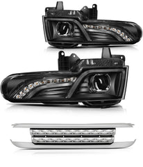 Pair Kit LED Headlights Assembly For 2007-2014 Toyota FJ Cruiser 4.0L Black 6B93BC-57