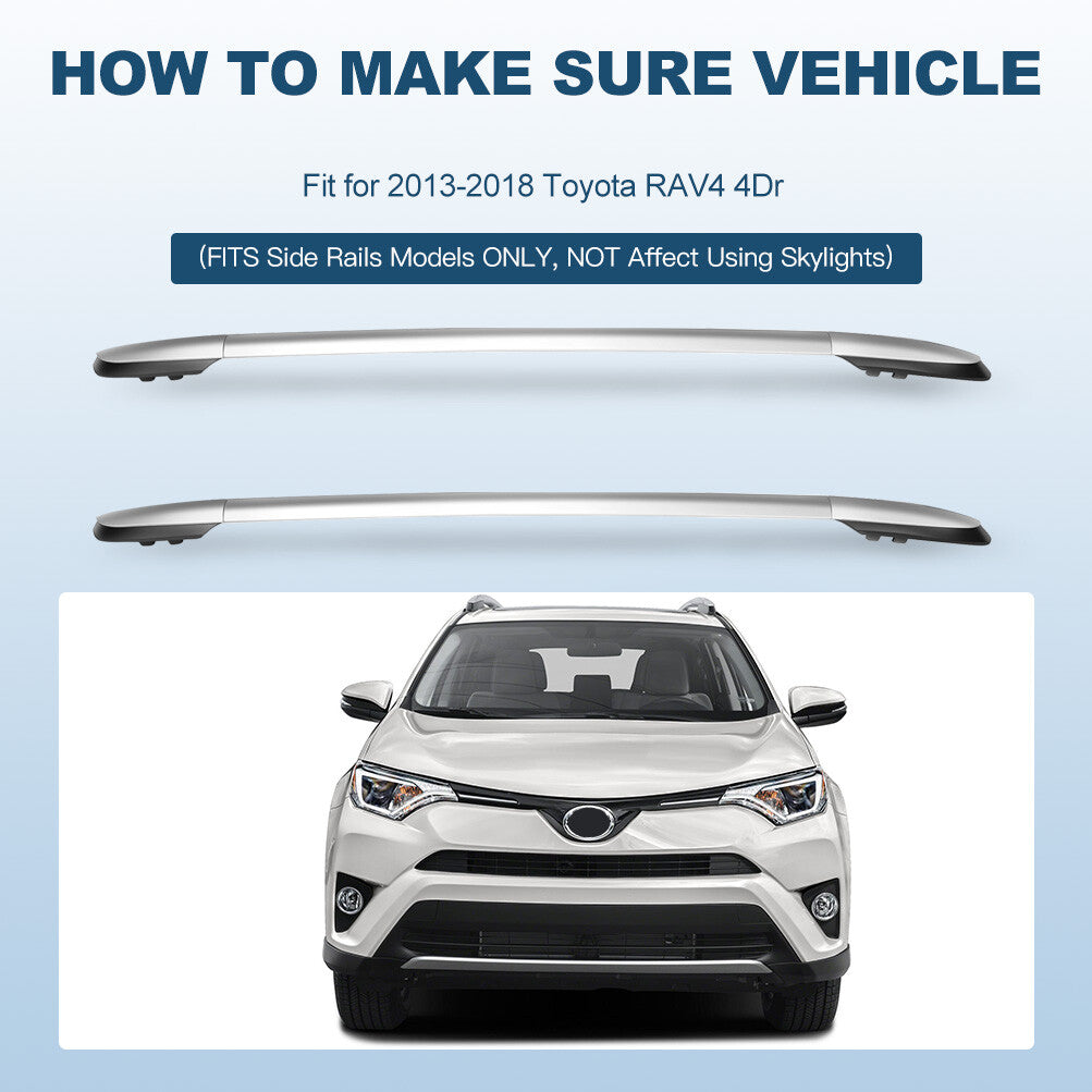 2Pcs Roof Rack Side Rails Cargo Carrier For 2015-2016 Toyota RAV4 4Dr Aluminum 6B93BC-57