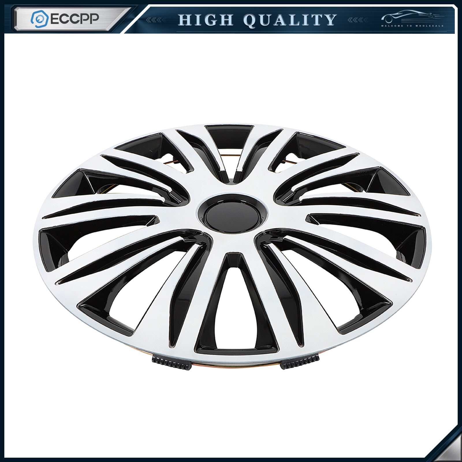 ECCPP 17" Wheel Hub Caps For R17 Tires Wheel Rim Covers Snap-On Silver & Black ECCPP