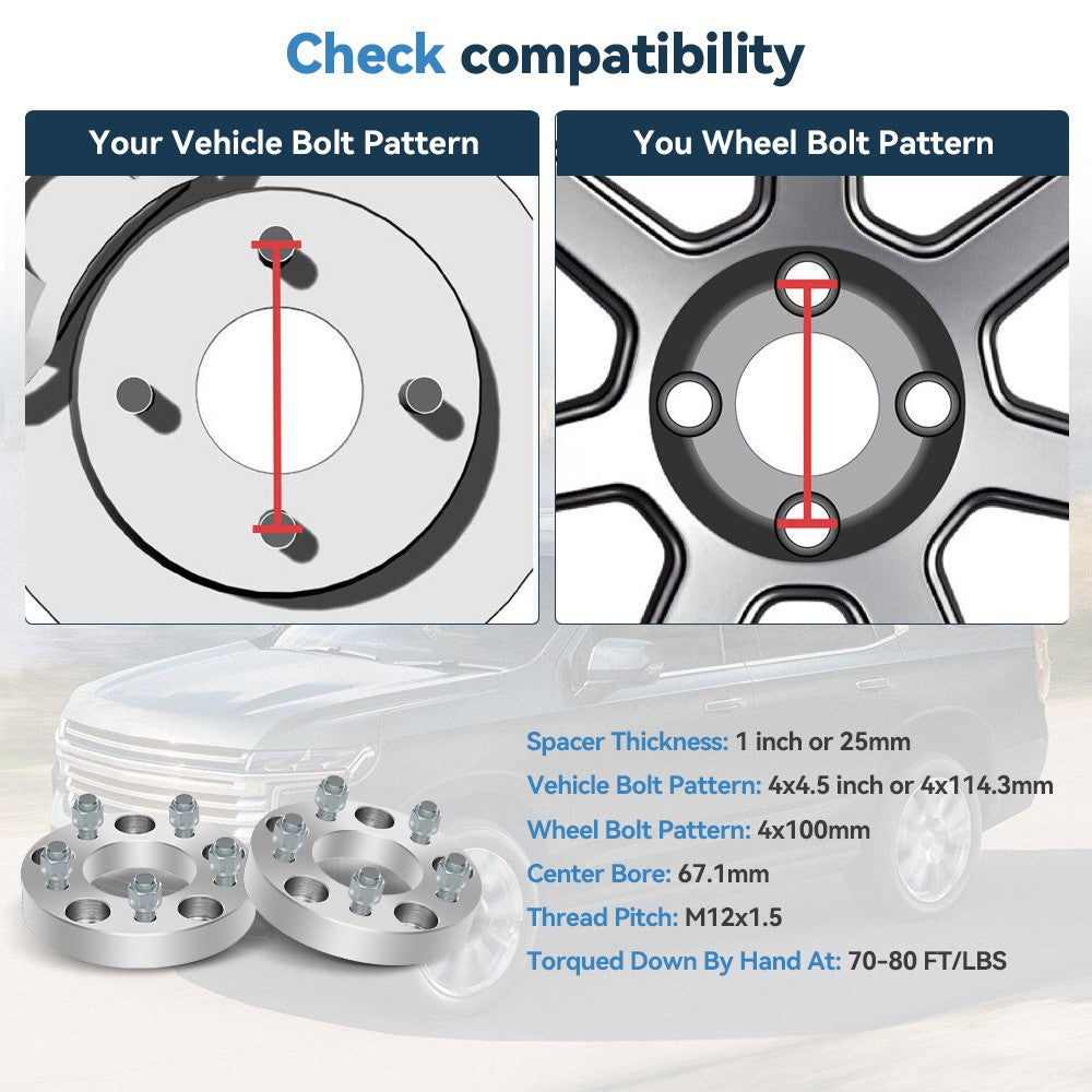 4X 1" Wheel Adapters 4x114.3 to 4x100 For Hyundai Accent Elantra Sonata Tiburon 6B93BC-57