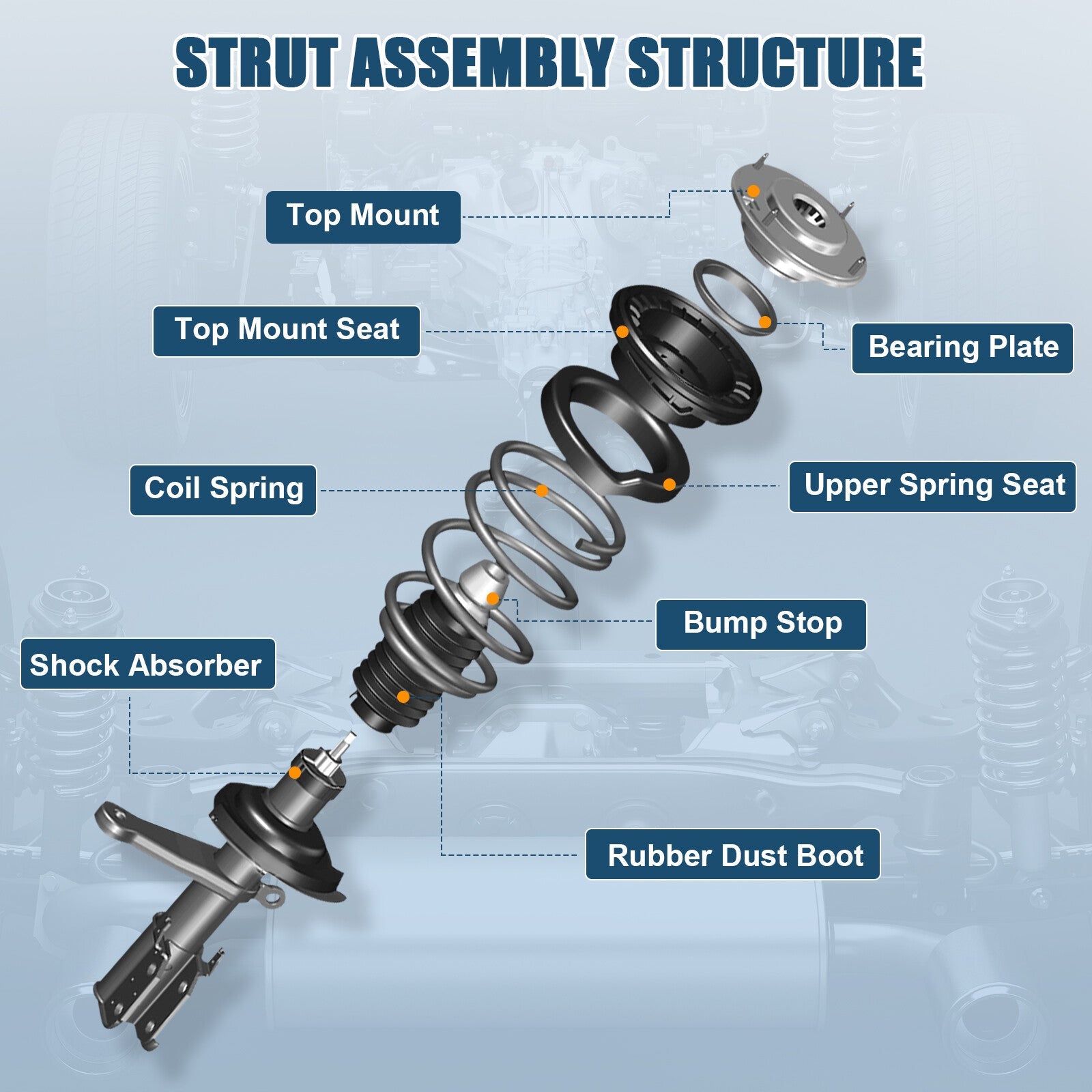 For 2008-2010 Mitsubishi GTS Lancer Complete Struts Shock Coil Spring Assembly MITSUBISHI