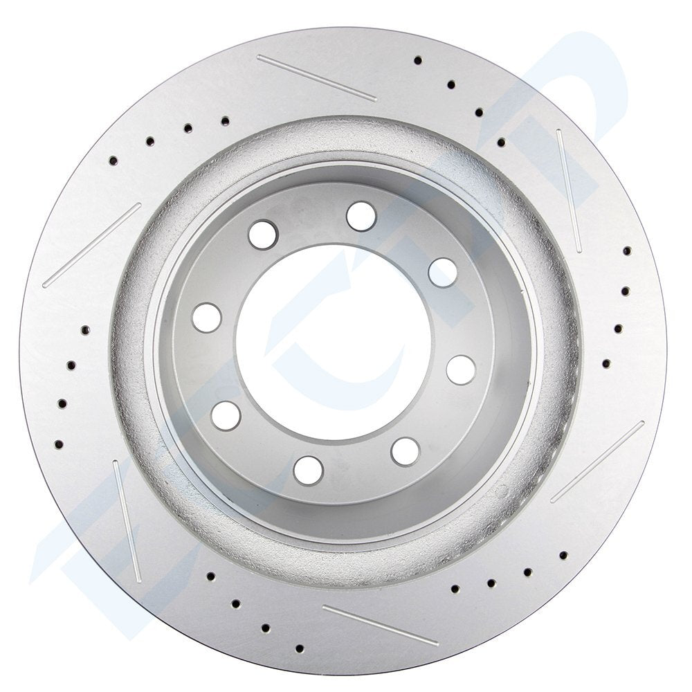 For 2003 - 2008 Dodge Ram 2500 3500 Rear Drilled Brake Rotor Ceramic Brakes Pads KOEEP