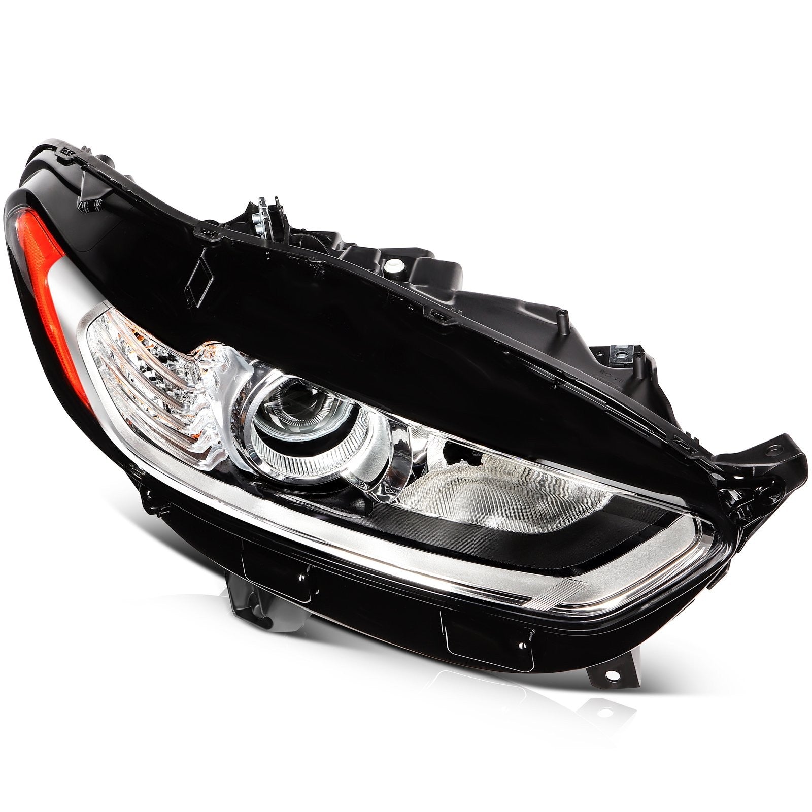 ECCPP Halogen Headlights Assembly For Ford Fusion 2013-2016 Pair Chrome Amber 6B93BC-57