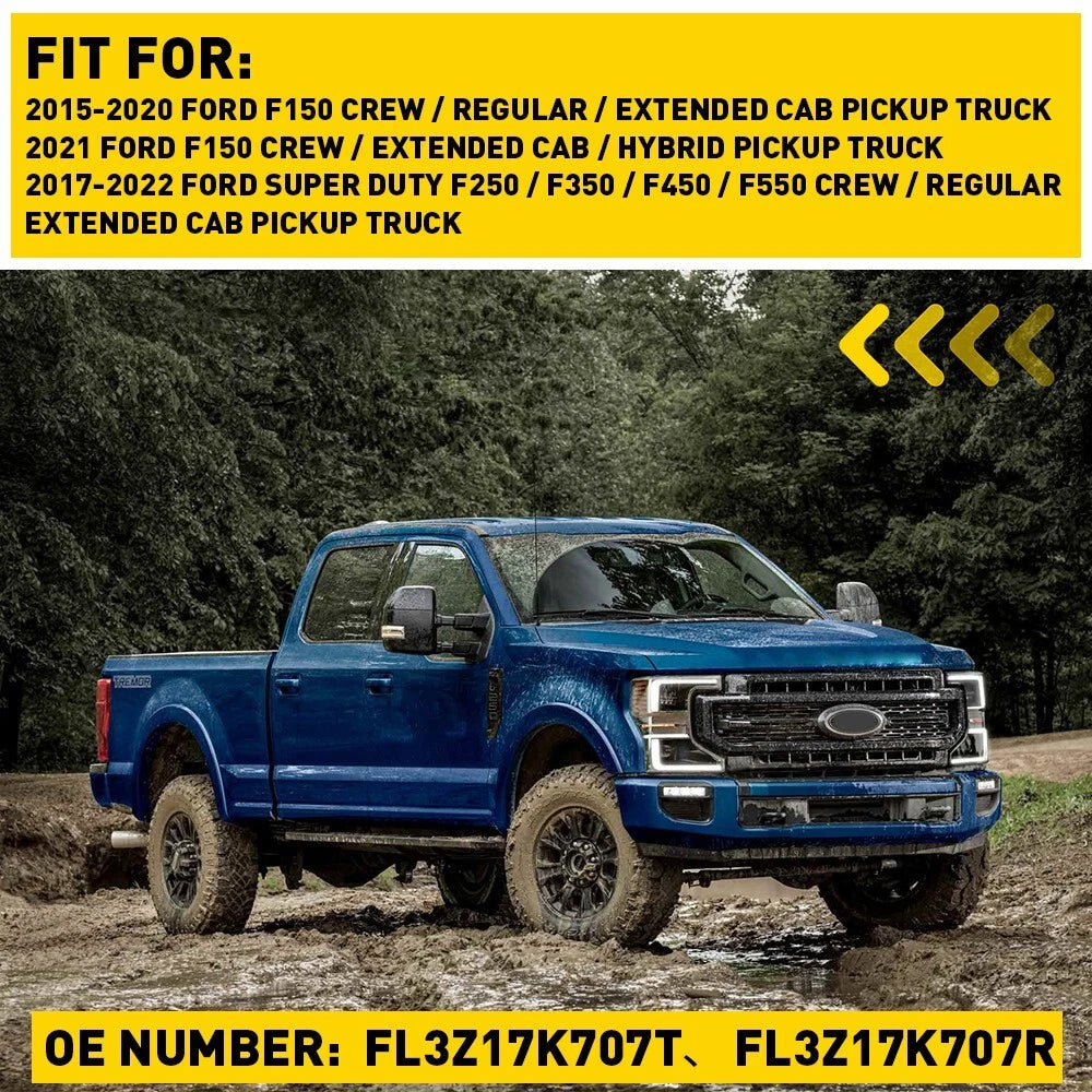 Mirror Replacement Glass for 2017-2022 Ford F-250 Super Duty Driver Side Upper 6B93BC-57
